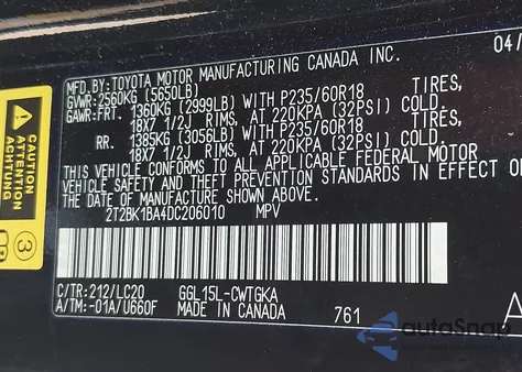 2013 Lexus Rx 350 z USA, uszkodzony, nr VIN 2T2BK1BA4DC206010